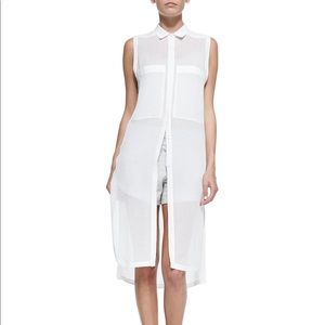 Sleeveless Sheer Voile Long Blouse